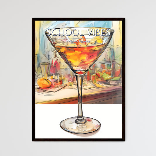 A Poster of Margarita Glass with classic margarita cocktail - A Glass Of Liquid With Ice And Orange Liquid Default Title