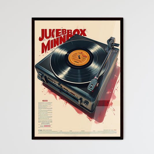 A Poster of simple music poster with the text JUKEBOX MIND - A Record Player With A Record On It Default Title