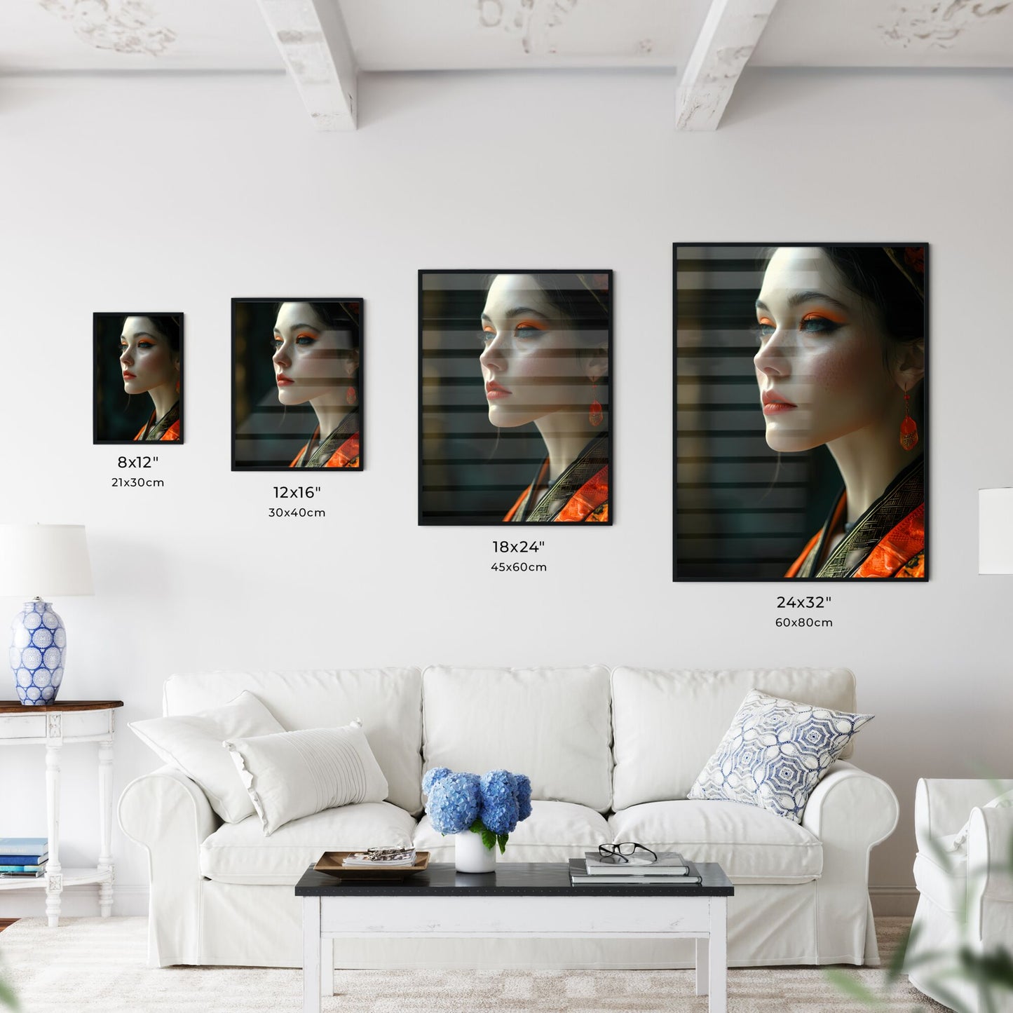 A Poster of beautiful woman - A Woman With Orange Makeup And Earrings Default Title