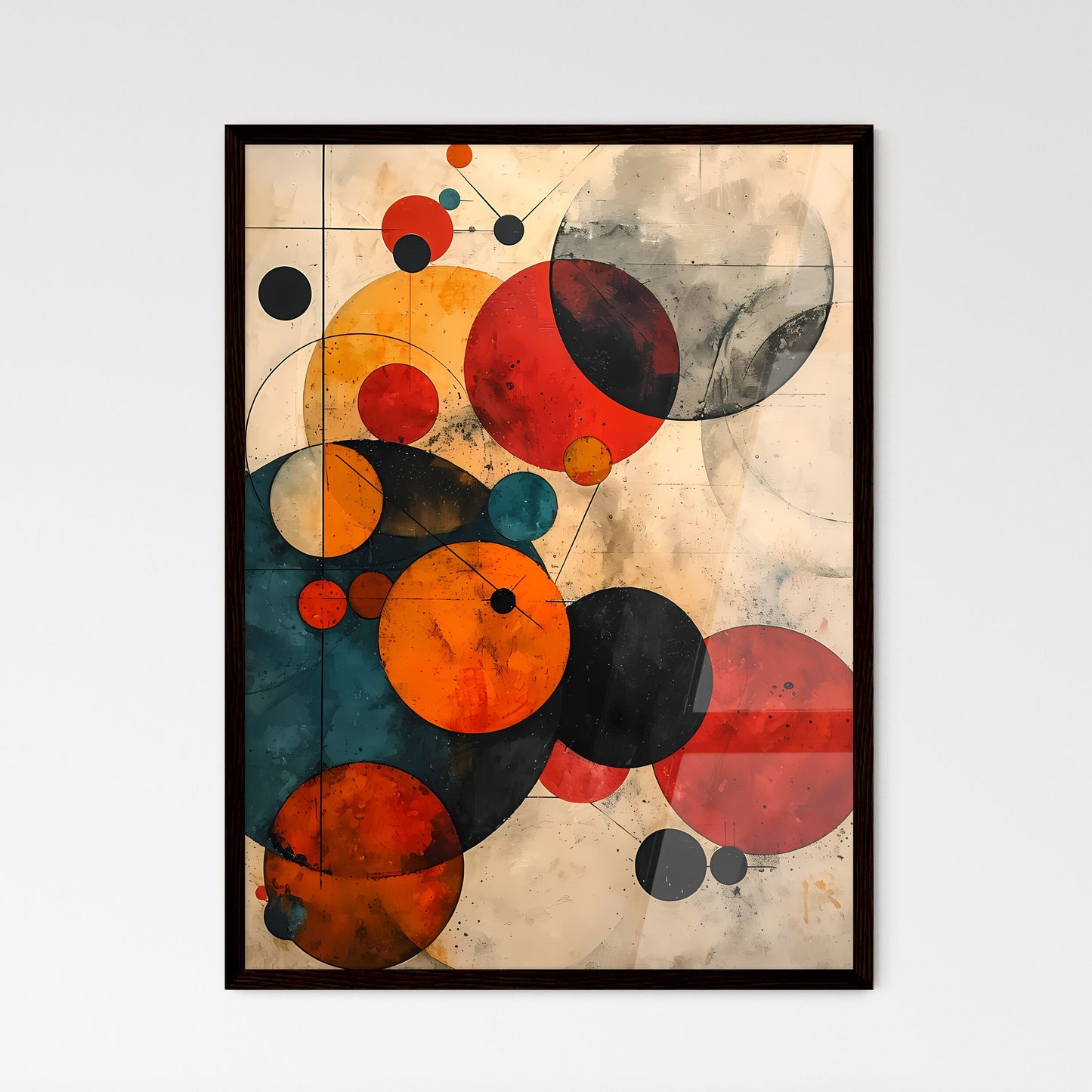A Poster of Neutral Beige Mid Century Modern - Framed Art Print