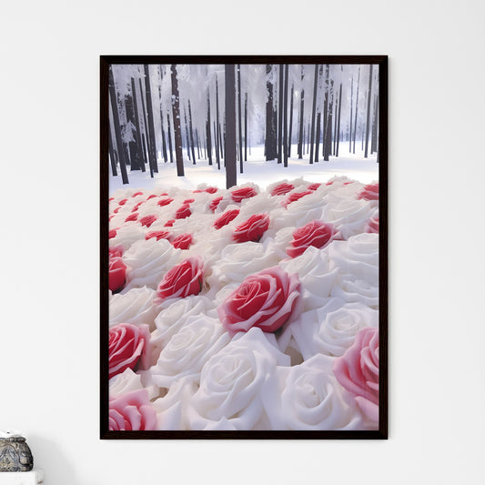 A Poster of photos of 1000 roses after heavy snow - A Group Of Roses In A Snowy Forest Default Title