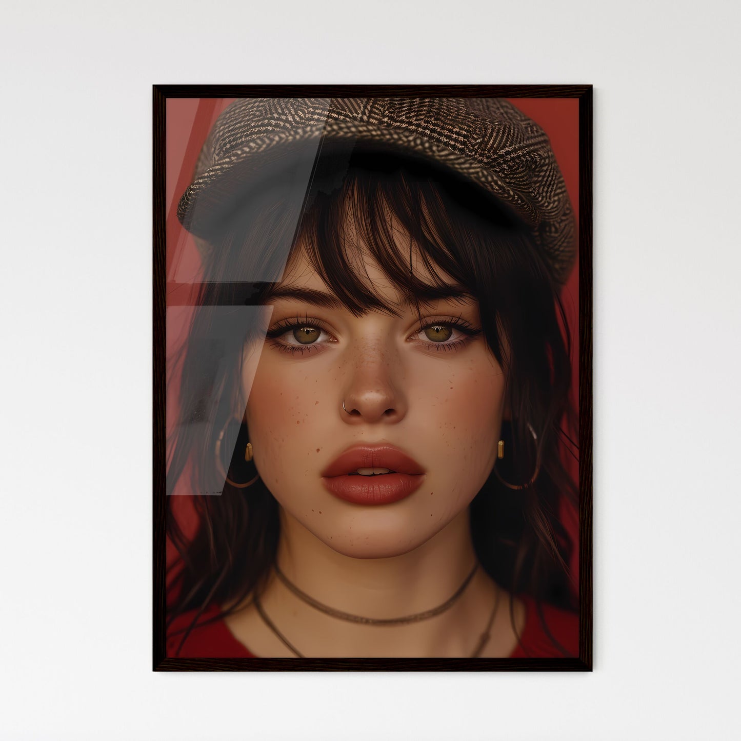 Saint - Art print of a woman with green eyes wearing a hat Default Title