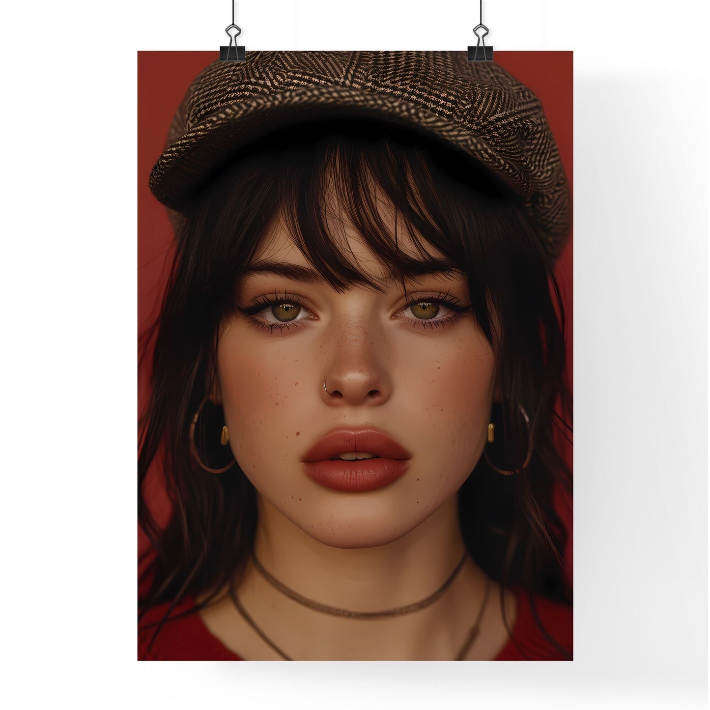 Saint - Art print of a woman with green eyes wearing a hat Default Title