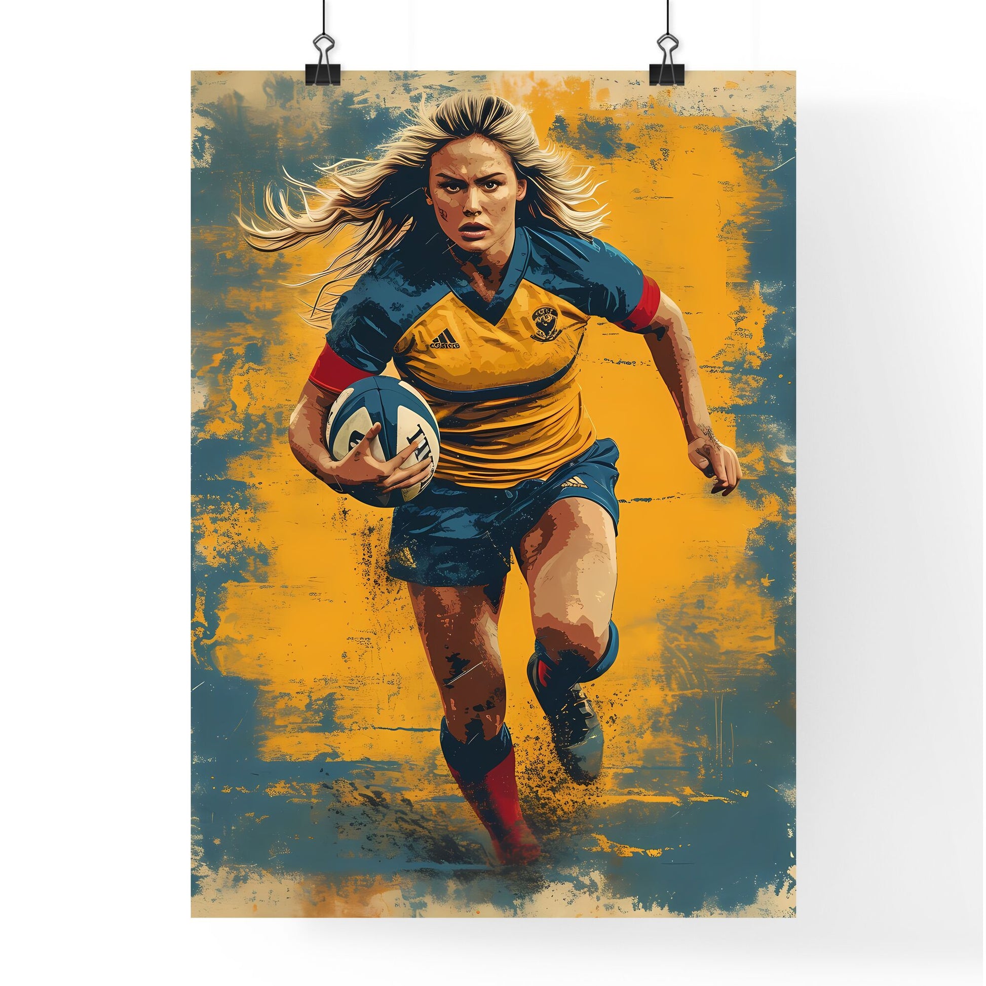 Rugby girl - Art print of a woman running with a ball Default Title