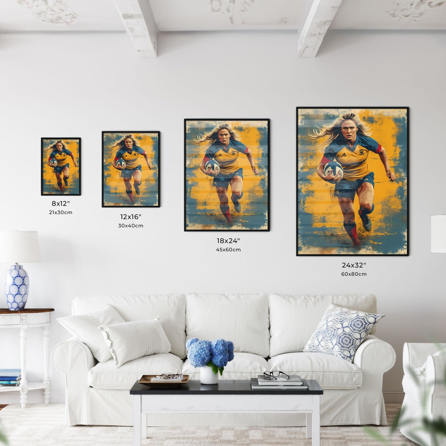 Rugby girl - Art print of a woman running with a ball Default Title