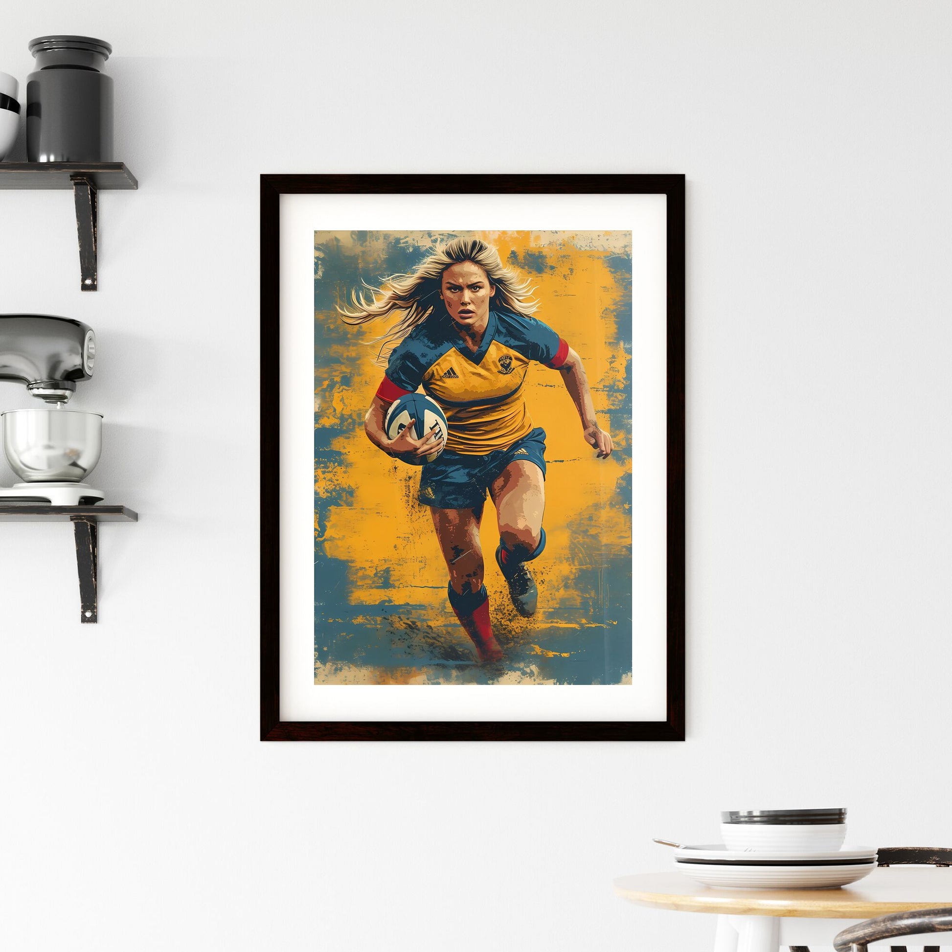 Rugby girl - Art print of a woman running with a ball Default Title