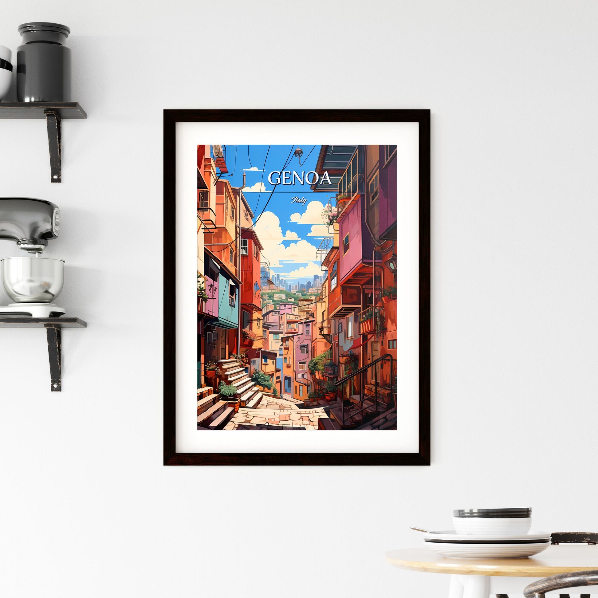 Genoa, Italy - Art print of a colorful buildings in Little Italy Default Title