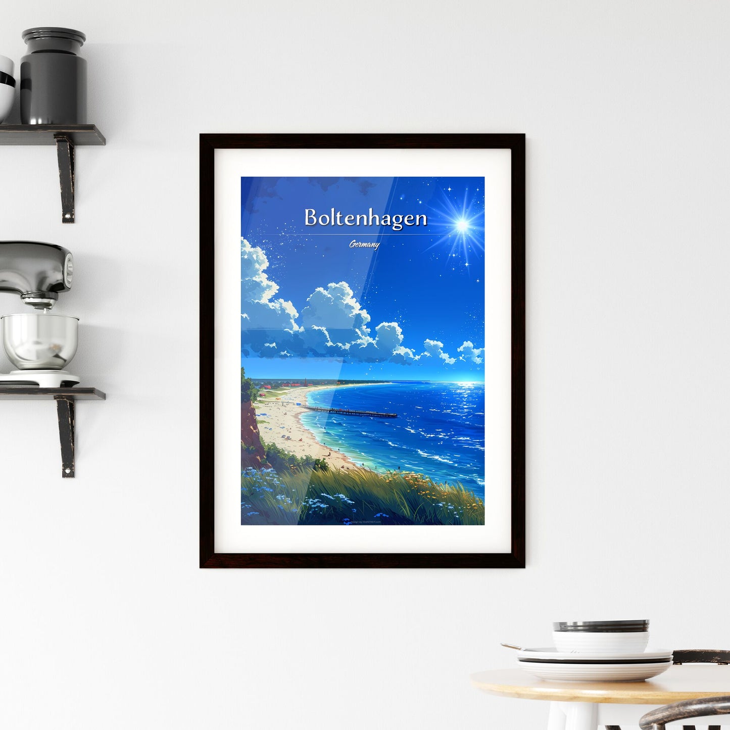 Boltenhagen Beach, Germany (Baltic Sea) - Art print of a beach with a dock and a body of water Default Title