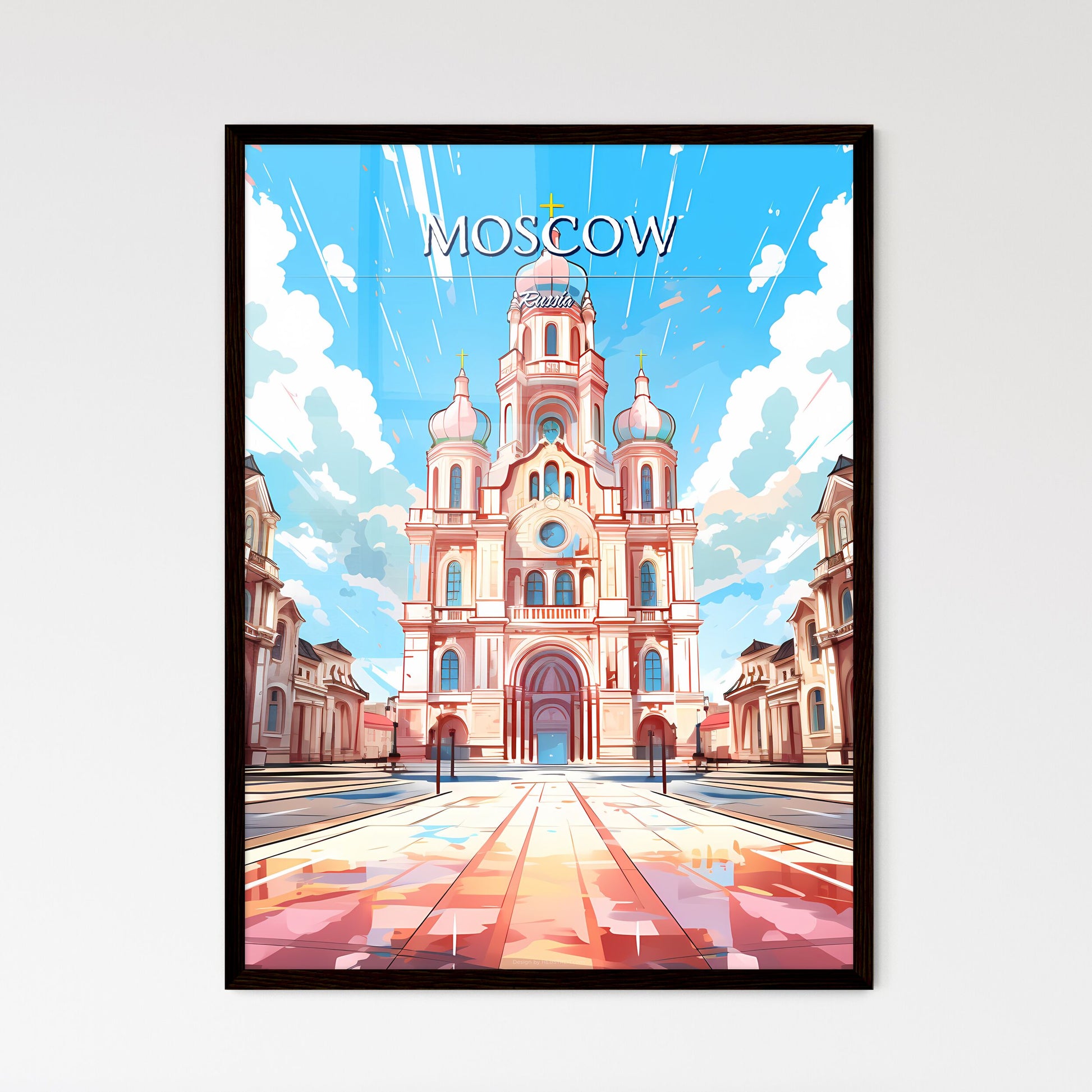 Moscow, Russia - Art print of a large building with a dome roof and a large courtyard Framed Art