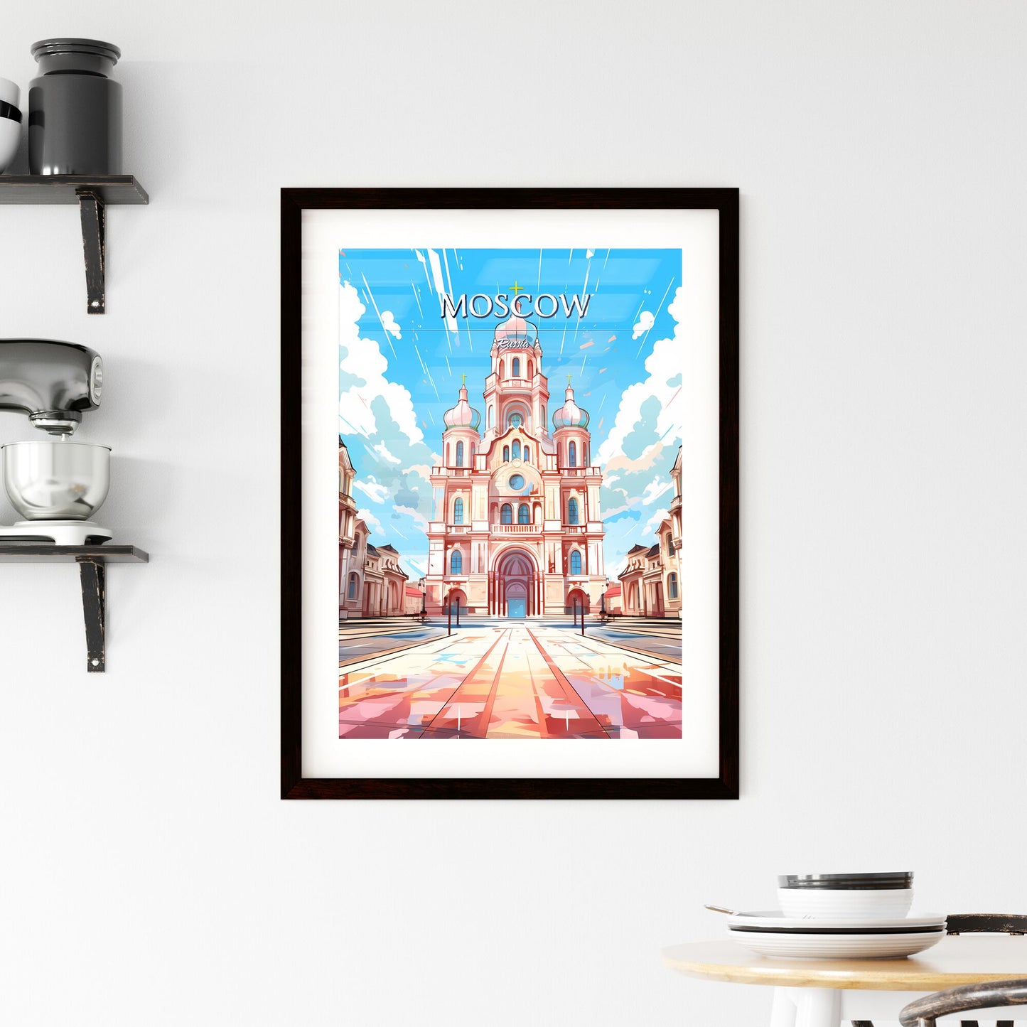 Moscow, Russia - Art print of a large building with a dome roof and a large courtyard Default Title