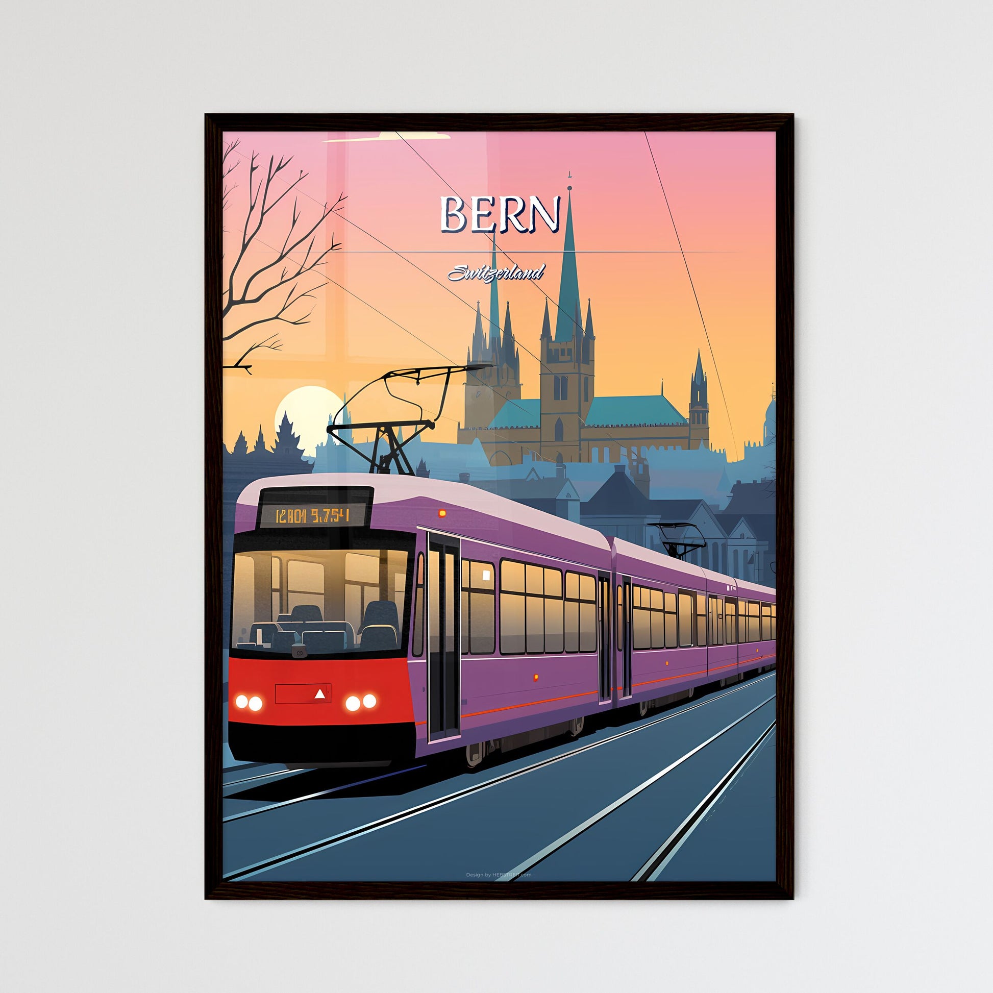 Bern, Switzerland - Art print of a train on the tracks Framed Art