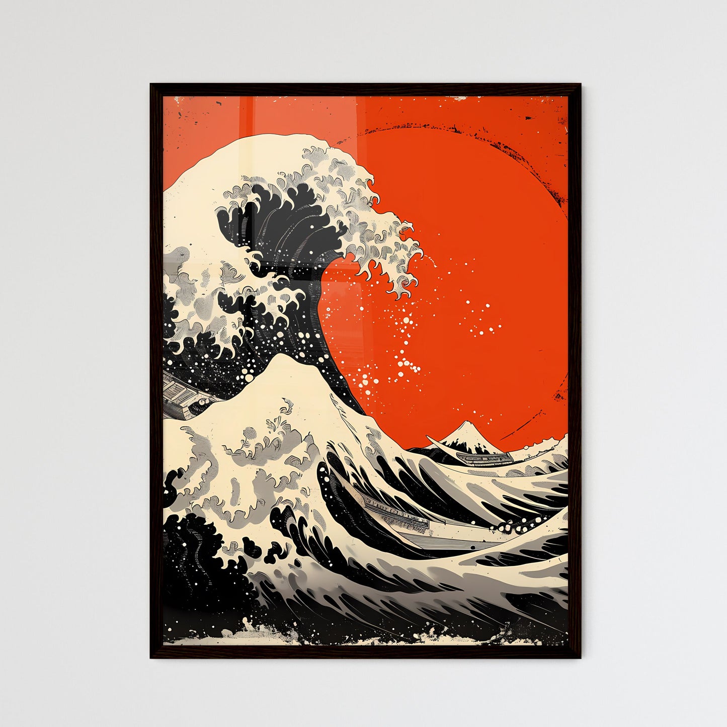 Abstract orange and red wave - Art print of  - Framed Art Print