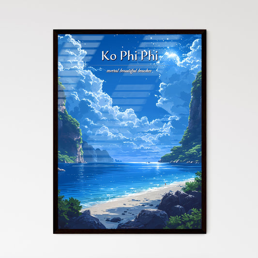 Ko Phi Phi Don Beach - Art print of a beach with rocks and water Default Title