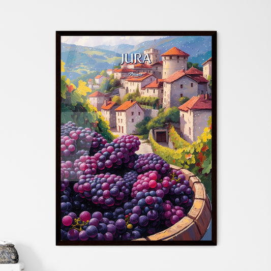 Jura, France - Art print of a painting of a town with grapes Default Title