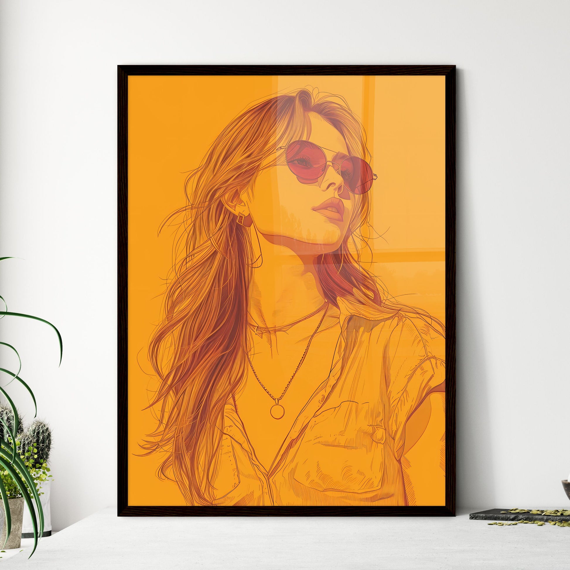 A continous one line minimalist illustration - Framed Art Print