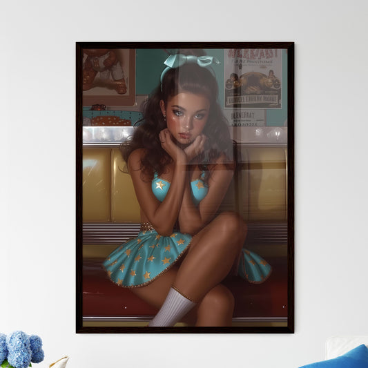 Gogo girl hyper realism style - Art print of a girl sitting on a bench Default Title
