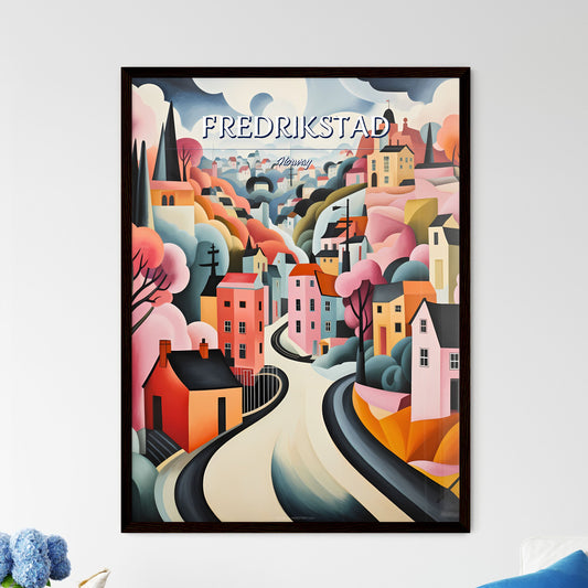 Fredrikstad, Norway - Art print of a painting of a town Framed Art