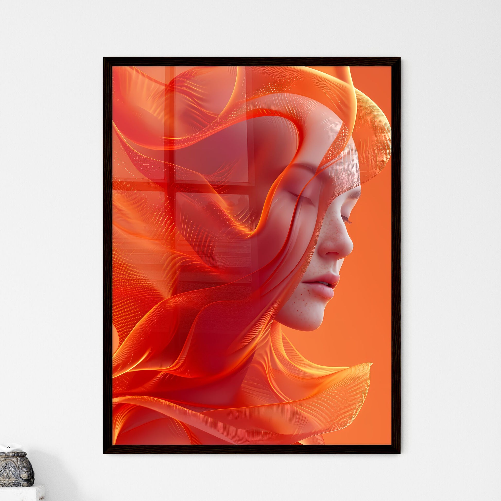 Abstract orange and red wave - Art print of  - Framed Art Print