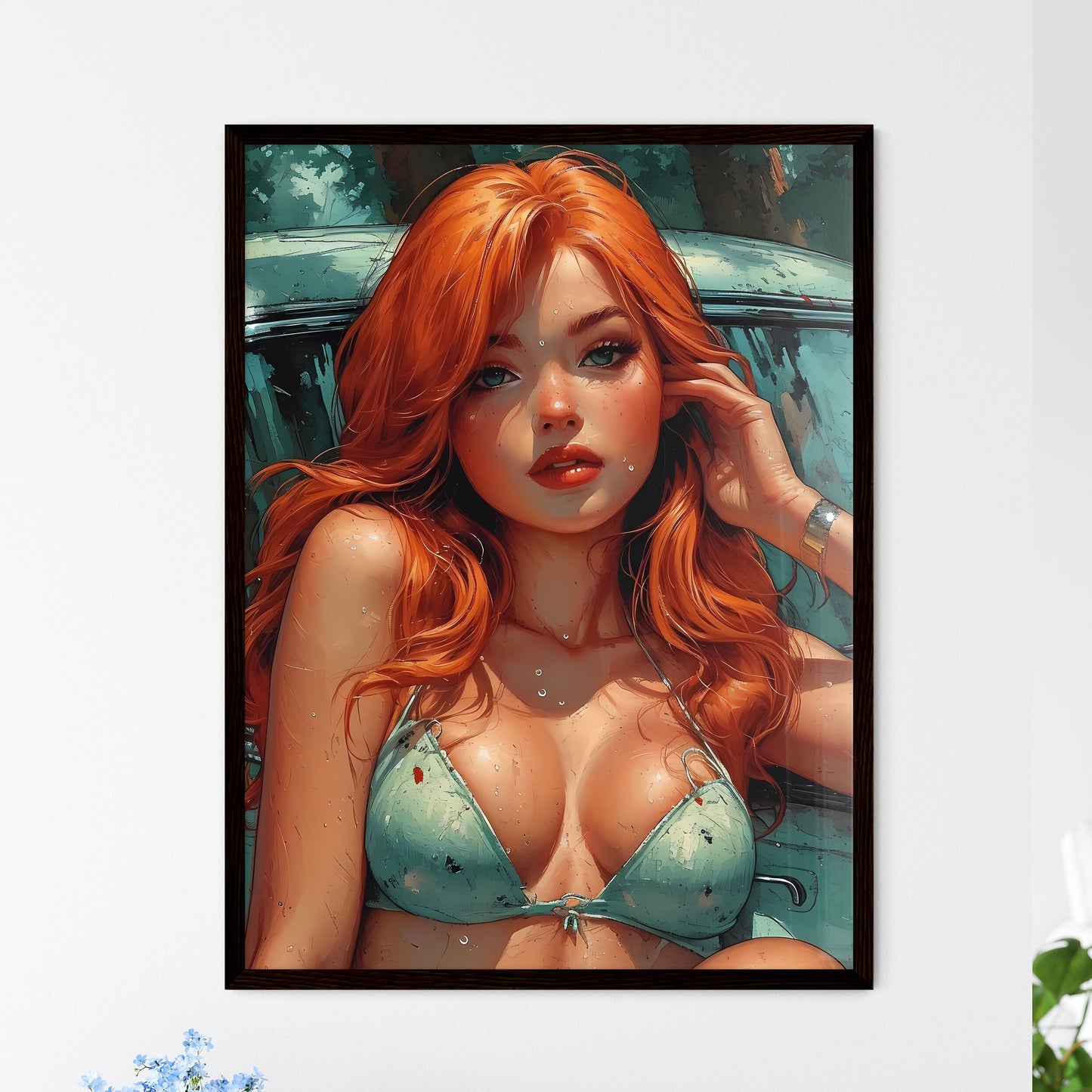 The vintage pin up girl - Art print of a wom - Framed Art Print