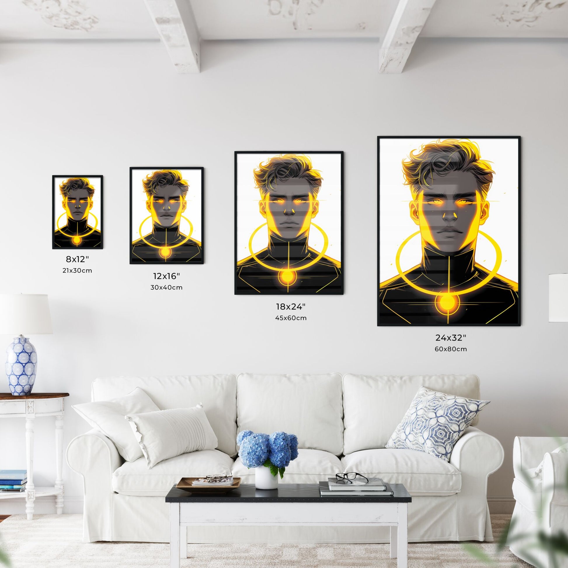 Saint - Art print of a man with yellow glowing eyes Default Title