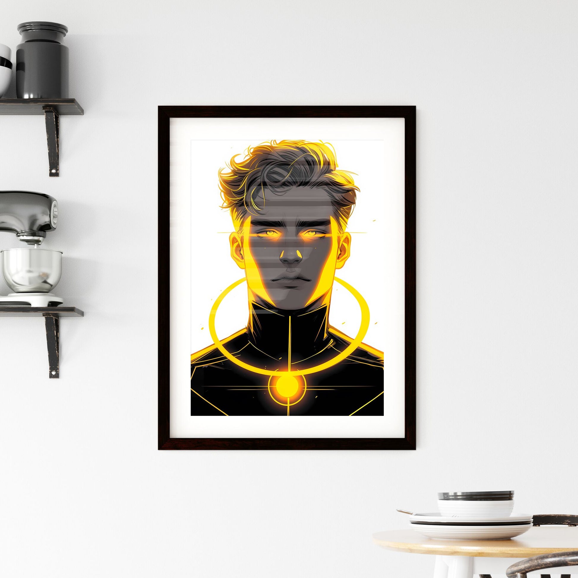 Saint - Art print of a man with yellow glowing eyes Default Title
