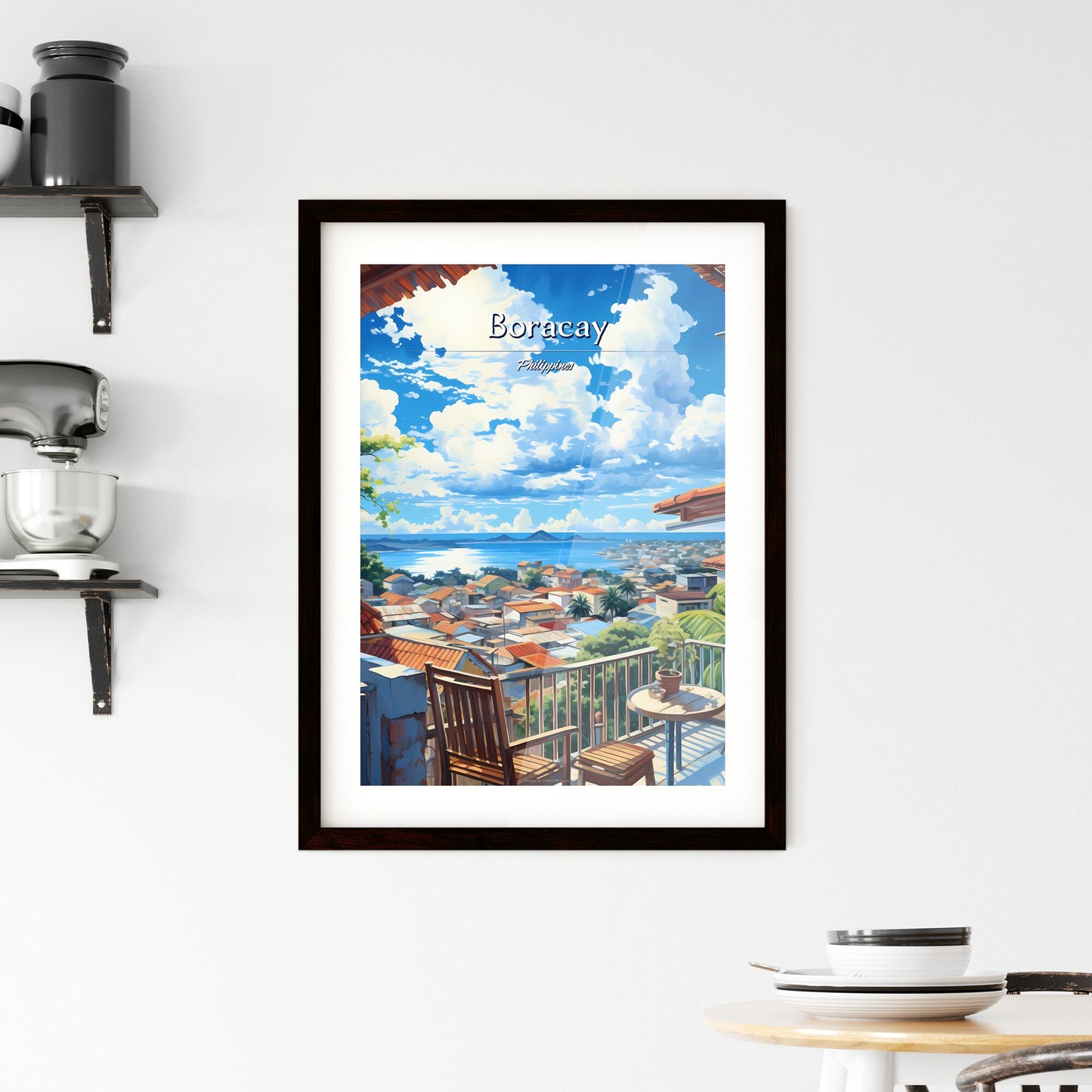 On the roofs of Boracay, Philippines - Art print of a view of a city from a balcony overlooking a body of water Default Title