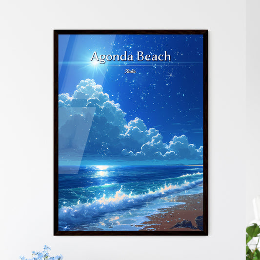 Agonda Beach, India - Art print of a beach with a blue sky and clouds Default Title