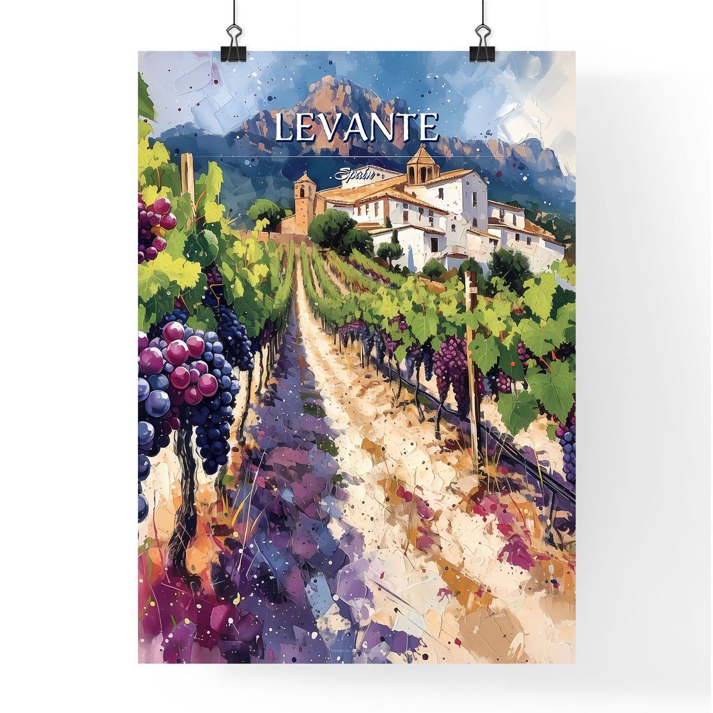Levante, Spain - Art print of a painting of a vineyard with grapes Default Title
