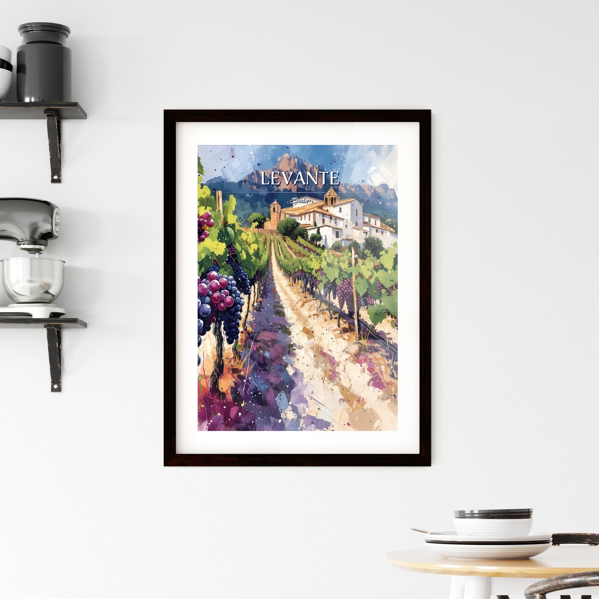 Levante, Spain - Art print of a painting of a vineyard with grapes Default Title