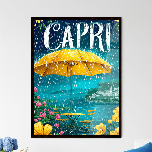 Capri Italy poster with text CAPRI in bodony font - Art print of a poster of a rainy day Default Title