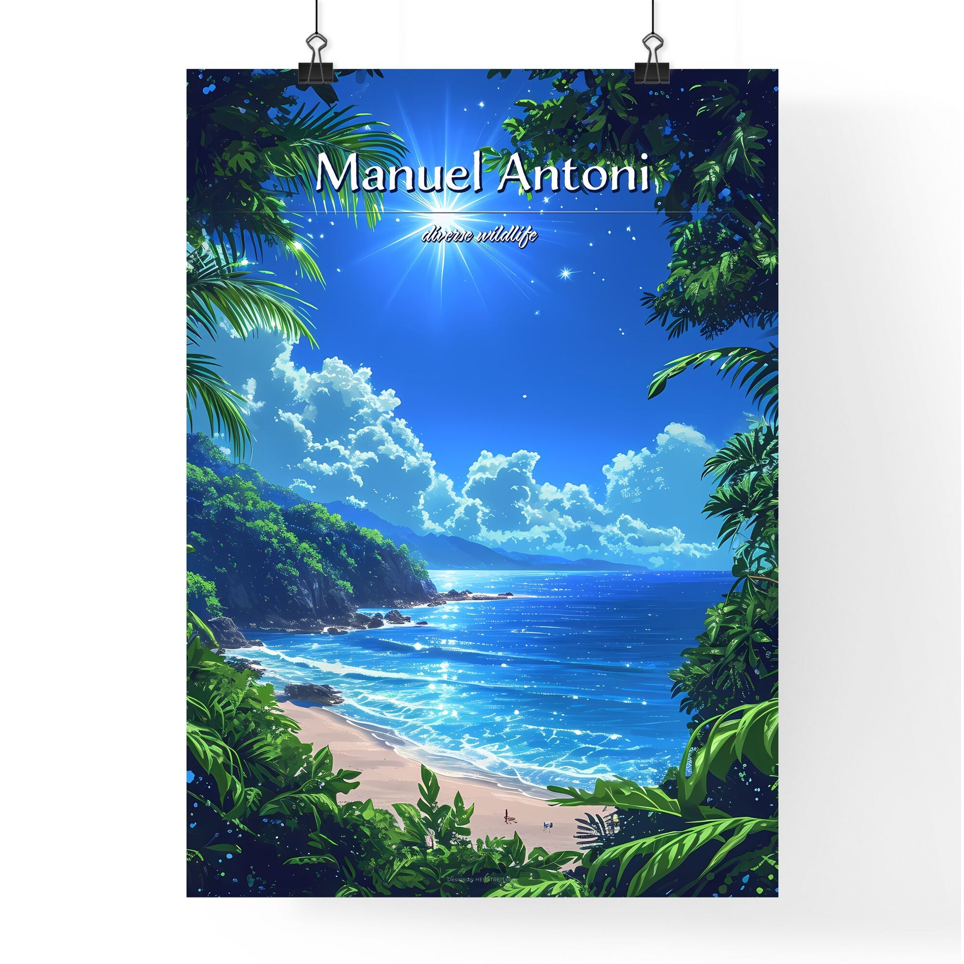 Manuel Antonio Beach - Art print of a beach with trees and a sunny sky Default Title