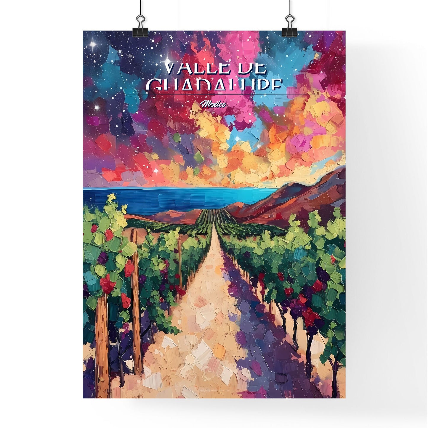 V. de Guadalupe, Mexico - Art print of a painting of a vineyard Default Title