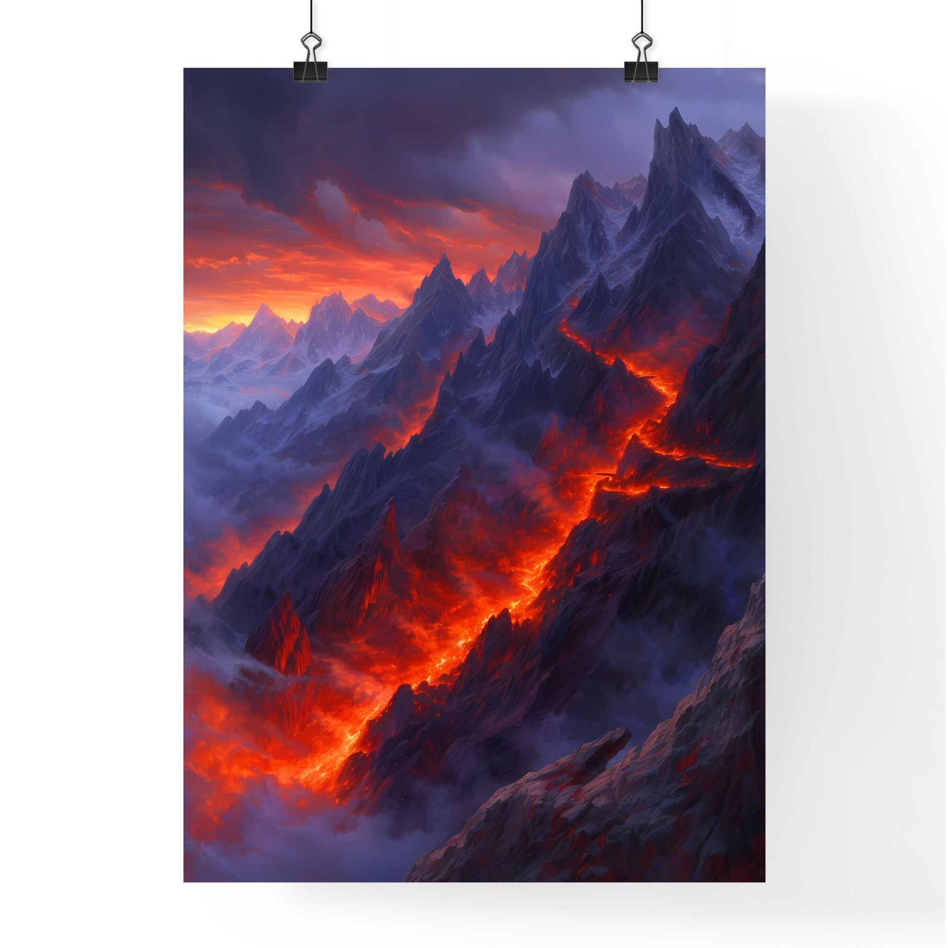 Ancient Israel - Art print of a mountain with lava coming out of it Default Title