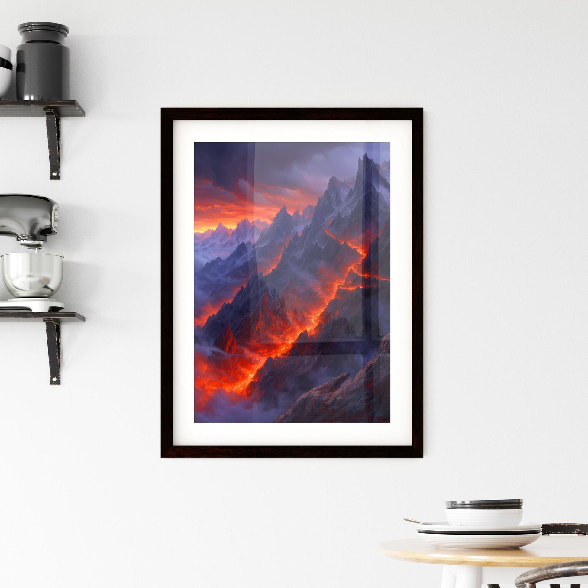 Ancient Israel - Art print of a mountain with lava coming out of it Default Title