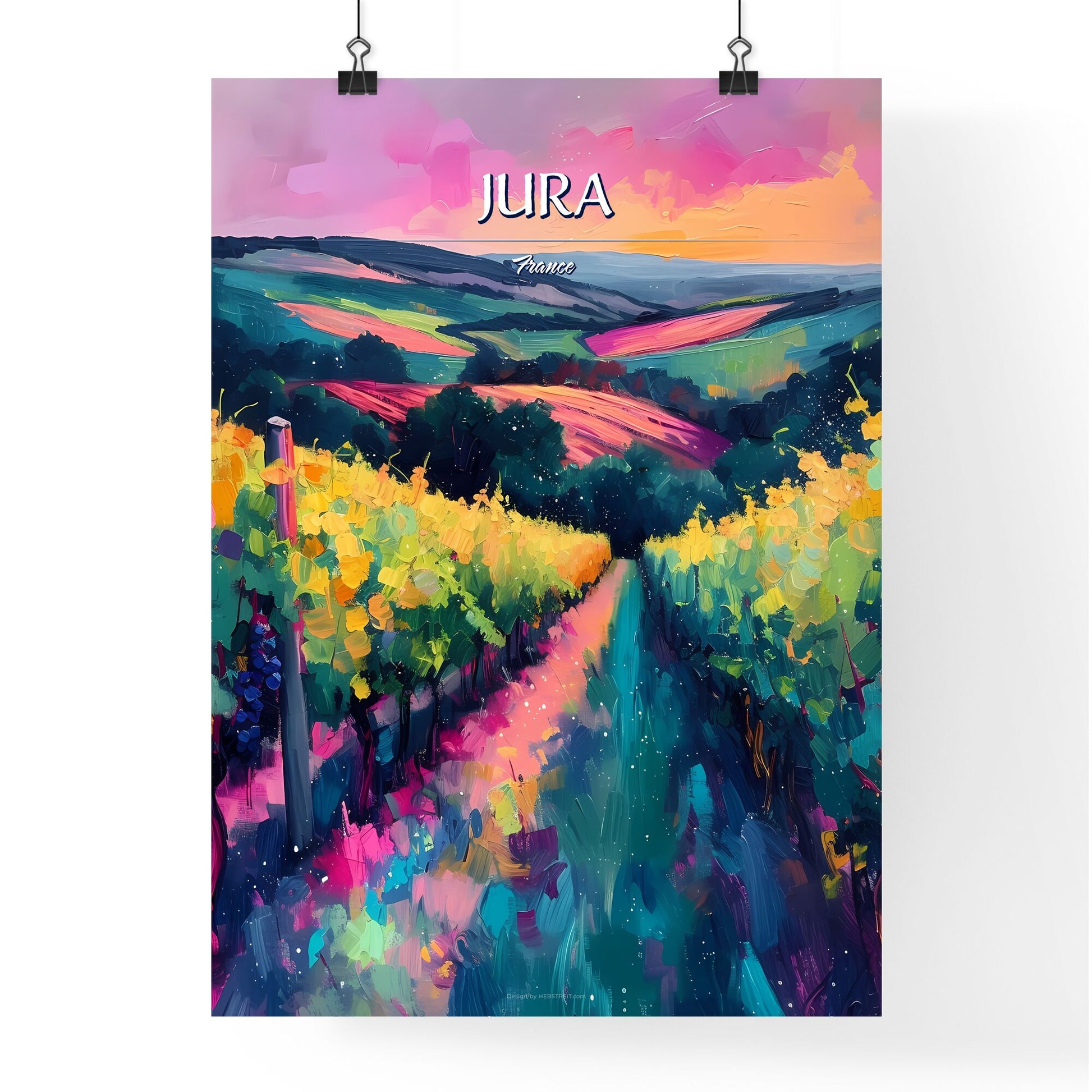 Jura, France - Art print of a painting of a vineyard Default Title