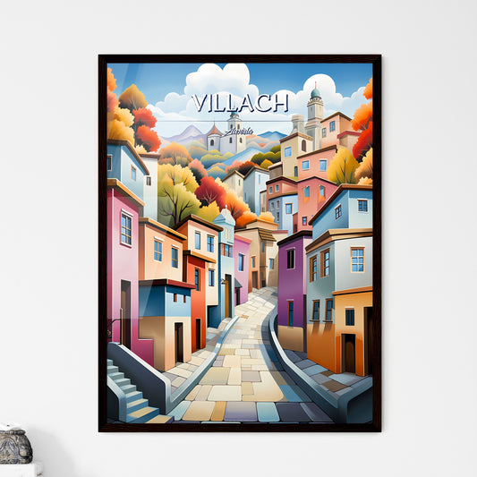 Villach, Austria - Art print of a colorful cityscape with trees and buildings Default Title
