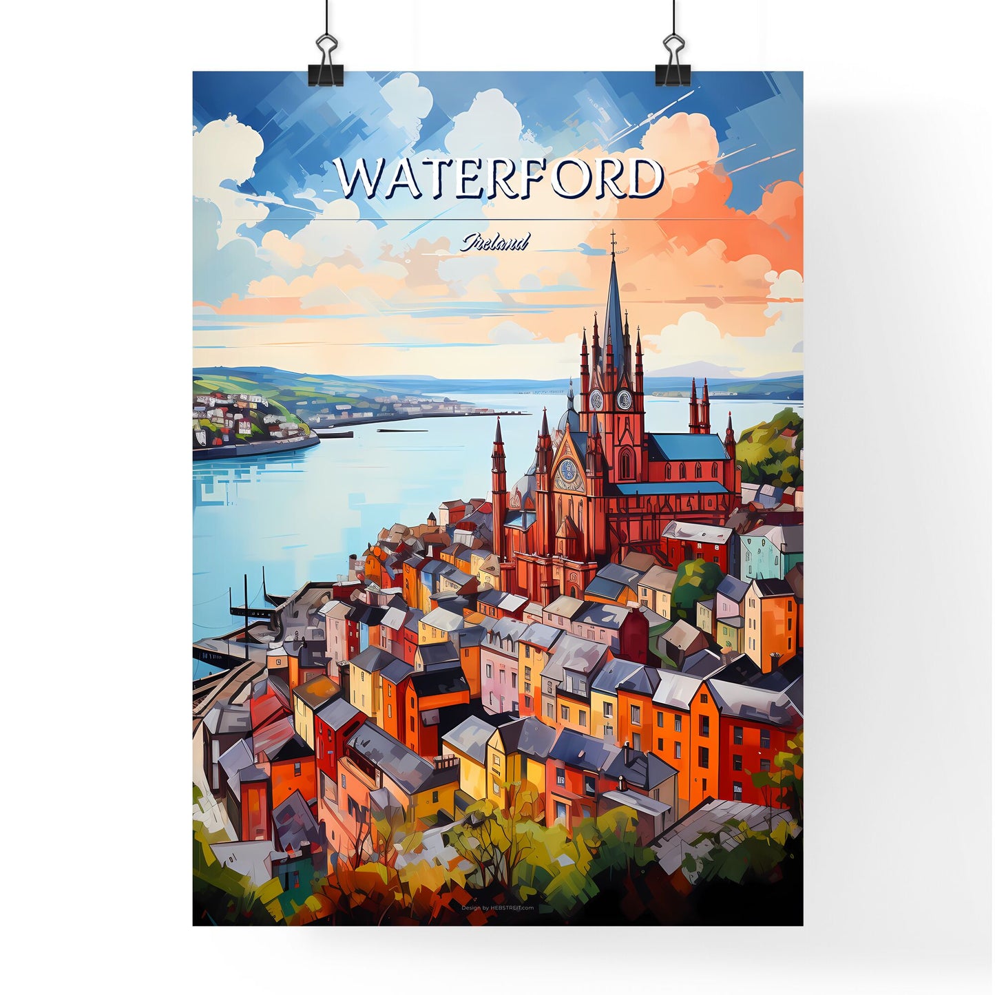 Waterford, Ireland - Art print of a city by the water Default Title