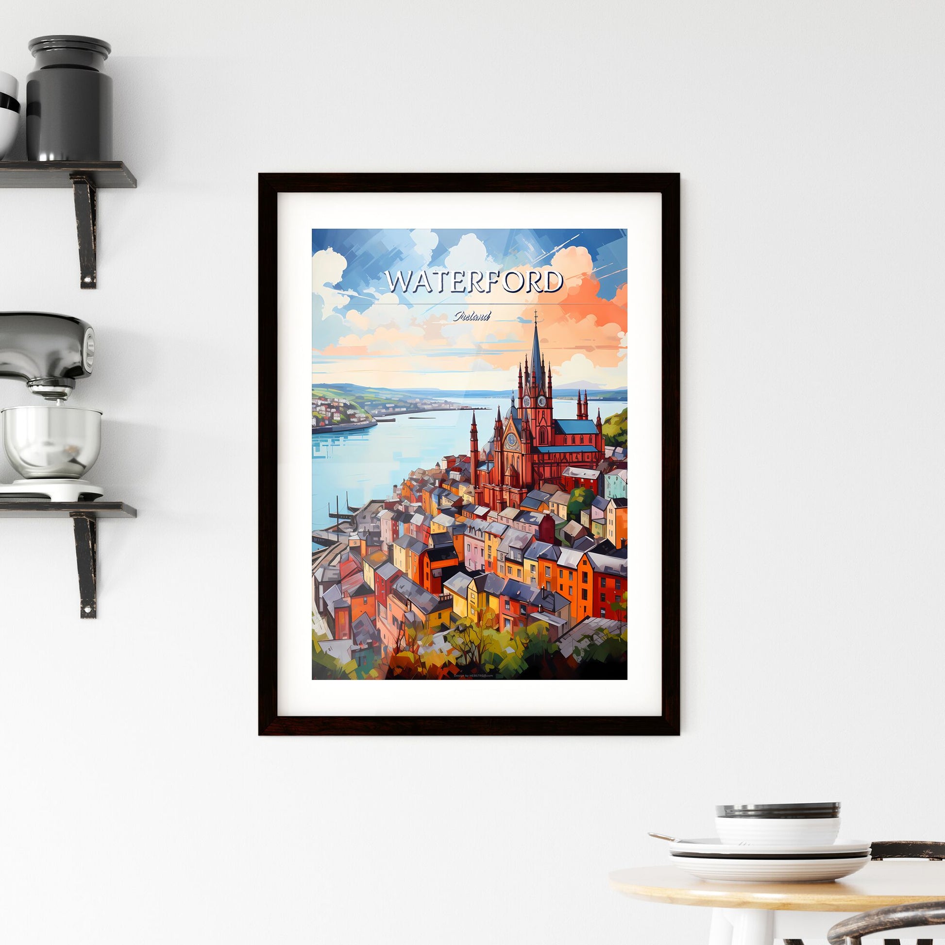 Waterford, Ireland - Art print of a city by the water Default Title