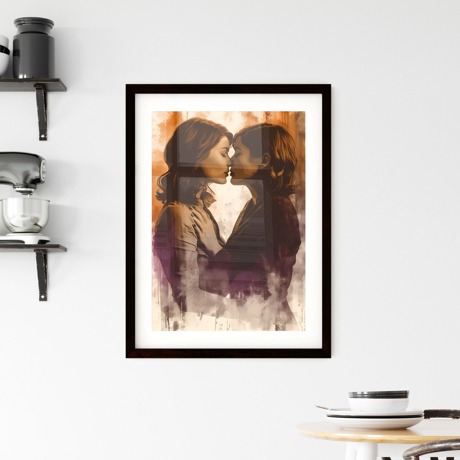 LGBT couple Born To Love illustration - Art print of two women kissing each other Default Title