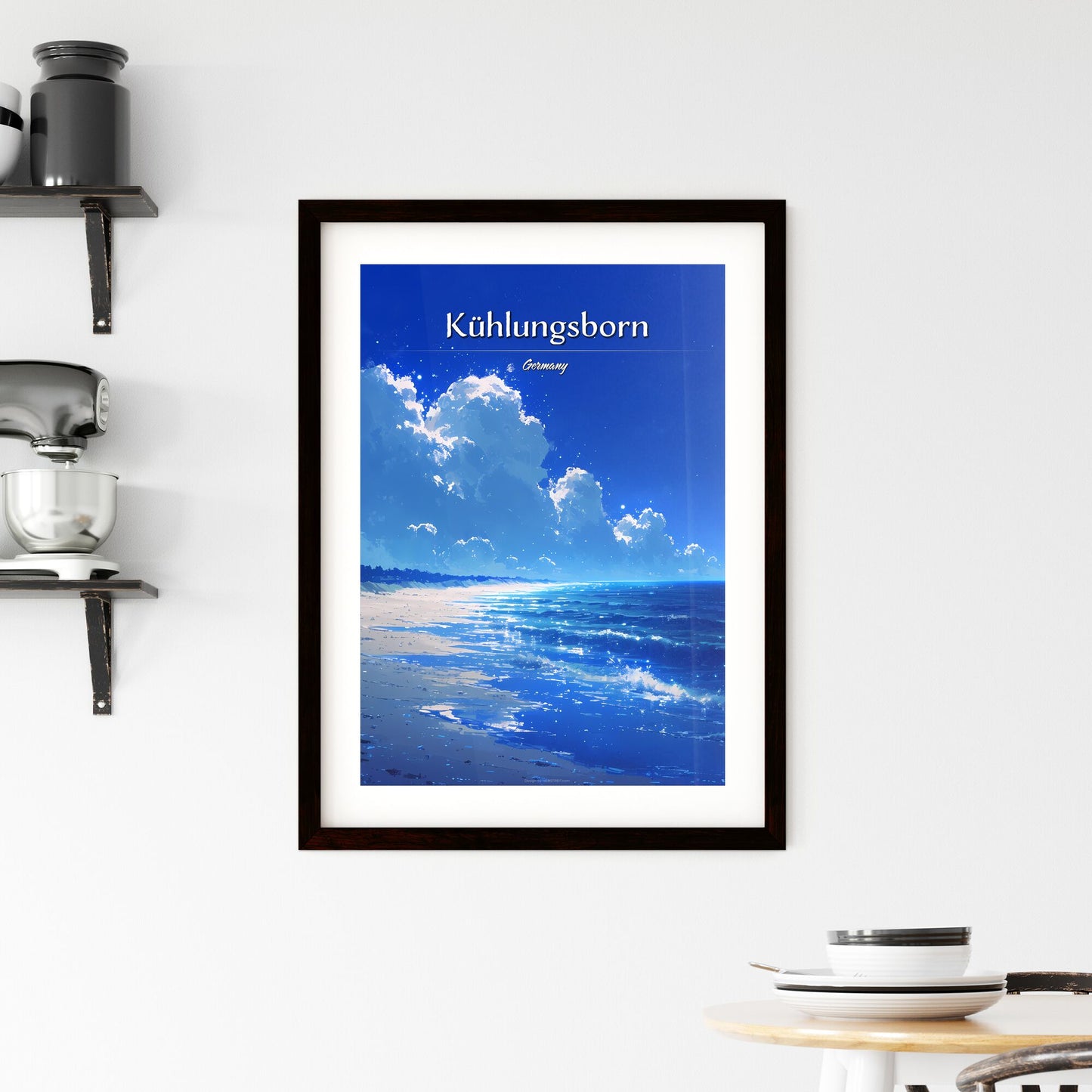 Kühlungsborn Beach, Germany (Baltic Sea) - Art print of a beach with waves and clouds Default Title