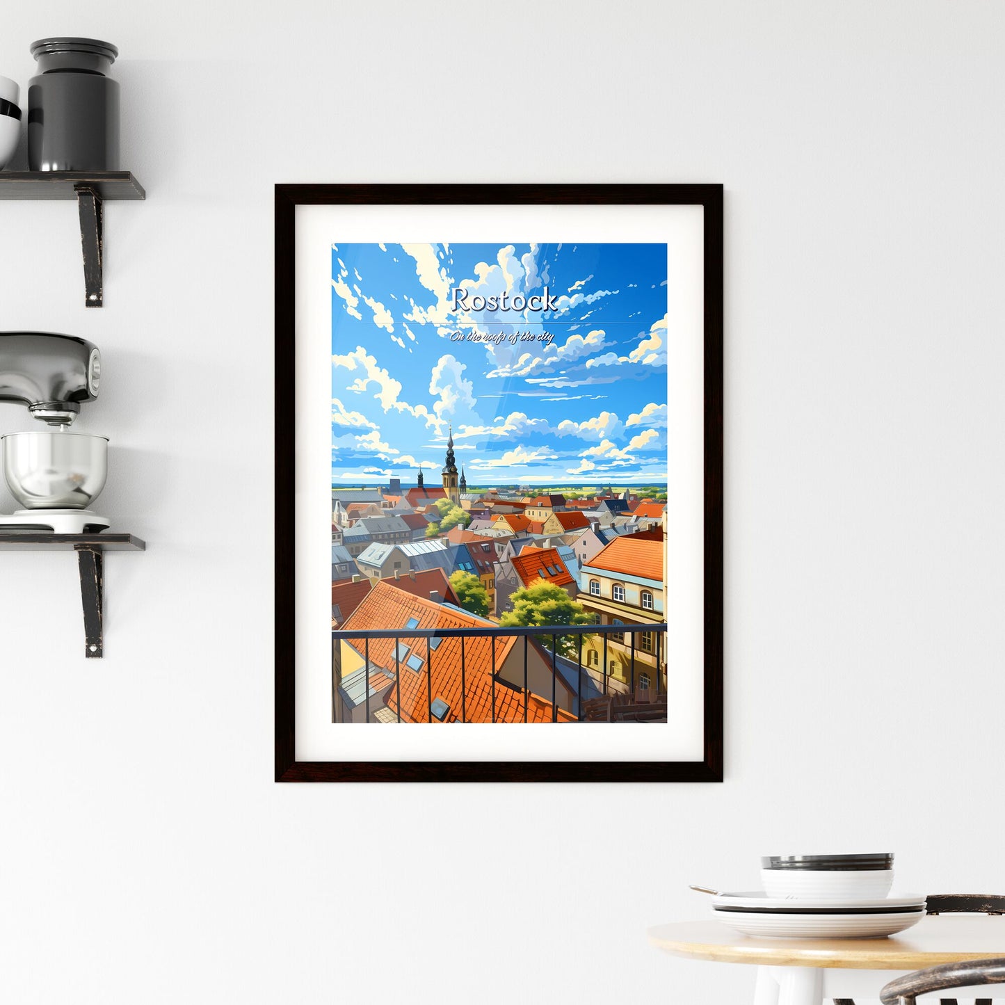 On the roofs of Rostock - Art print of a view of a city from a balcony Default Title