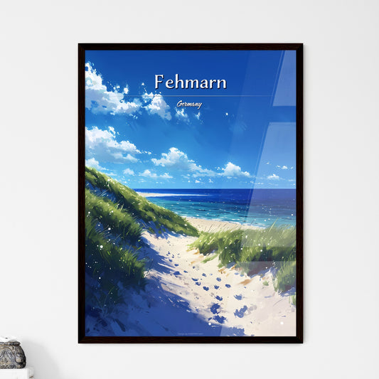 Fehmarn Südstrand, Germany (Baltic Sea) - Art print of a beach with grass and blue water Default Title