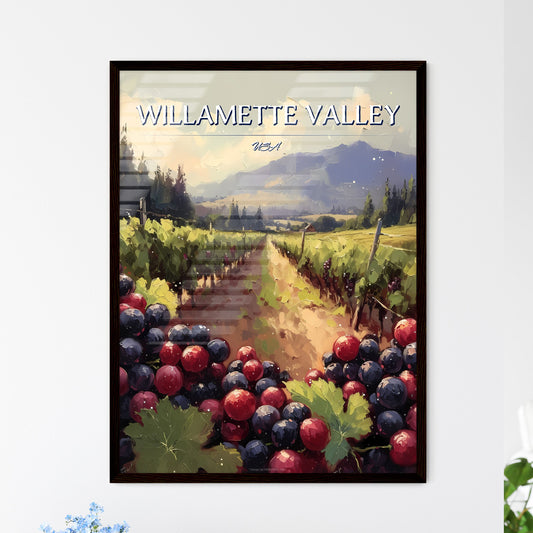 Willamette Valley, USA - Art print of a painting of grapes in a vineyard Default Title