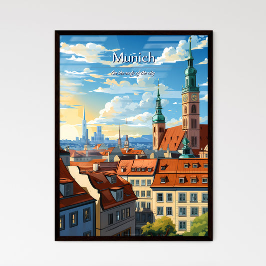 On the roofs of Munich - Art print of a city with a clock tower Default Title