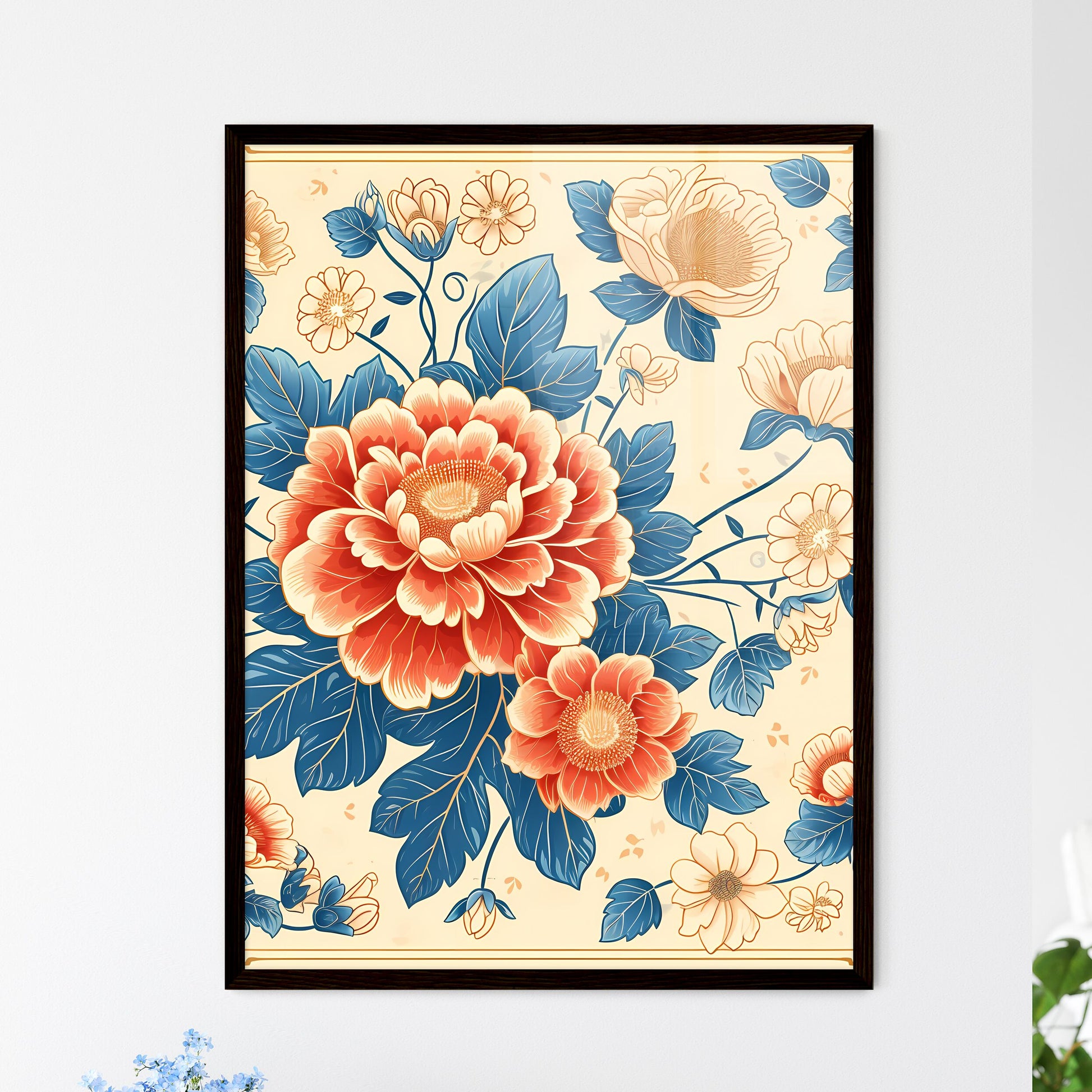 Pattern design, pattern road, Chinese style, ancient style - Art print of a colorful flower design on a white background Default Title