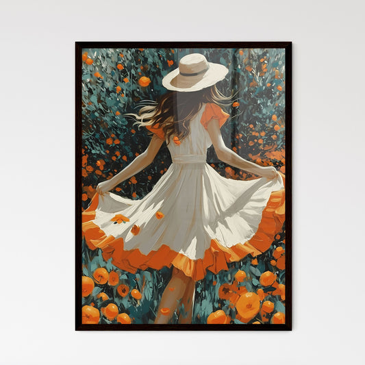 Orange Tree Vintage Art - Art print of a wom - Framed Art Print