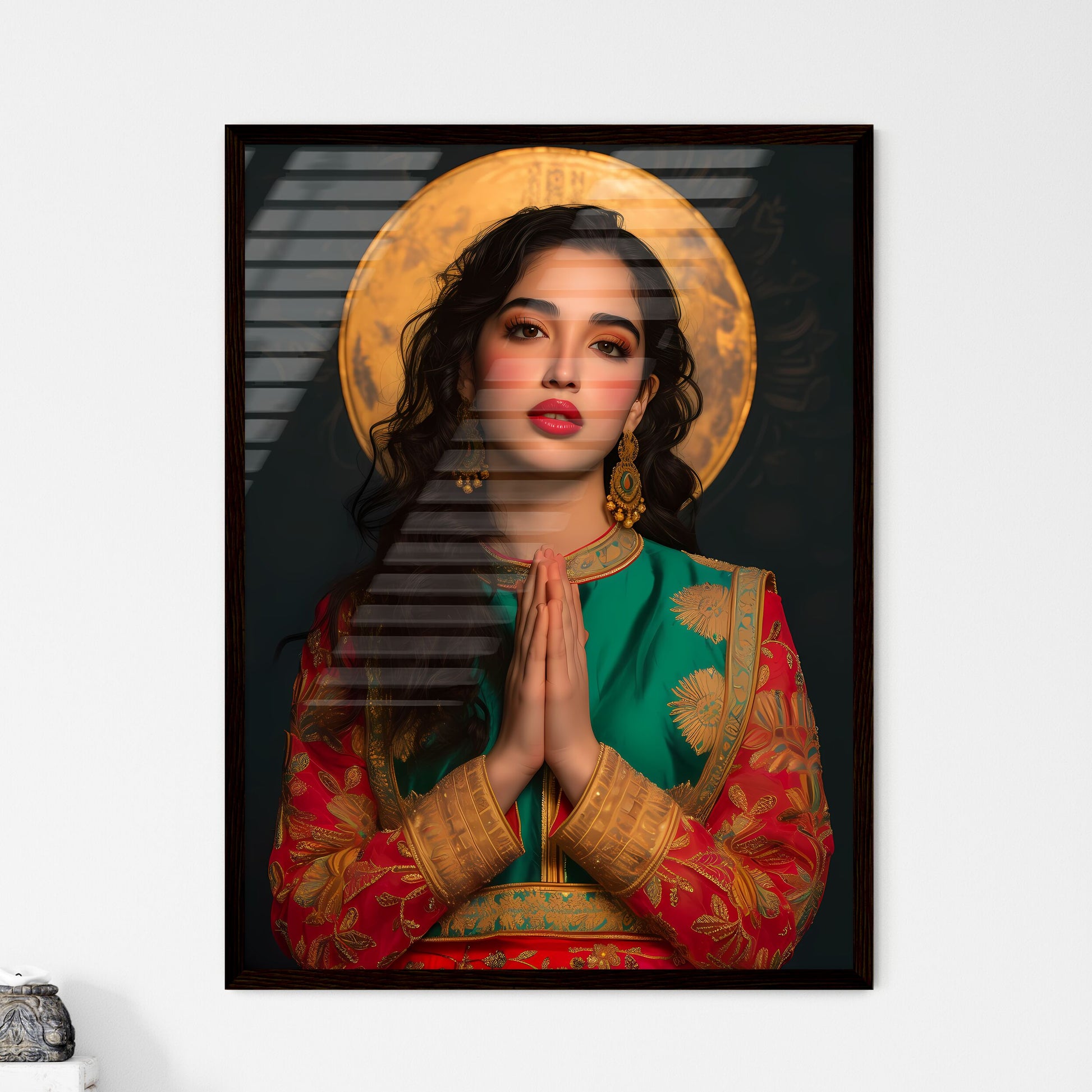 St. Brigid pray for us - Art print of a woman in a green and red dress with gold accents Default Title