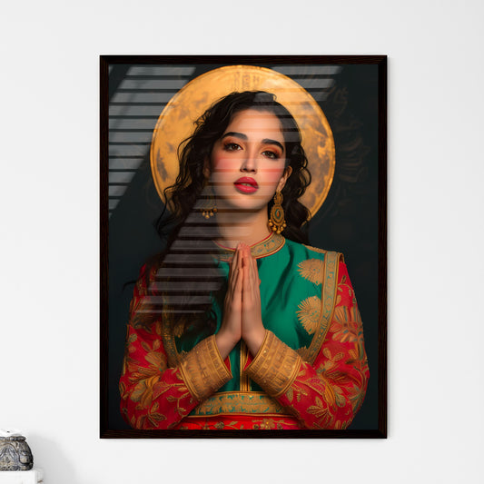 St. Brigid pray for us - Art print of a woman in a green and red dress with gold accents Default Title