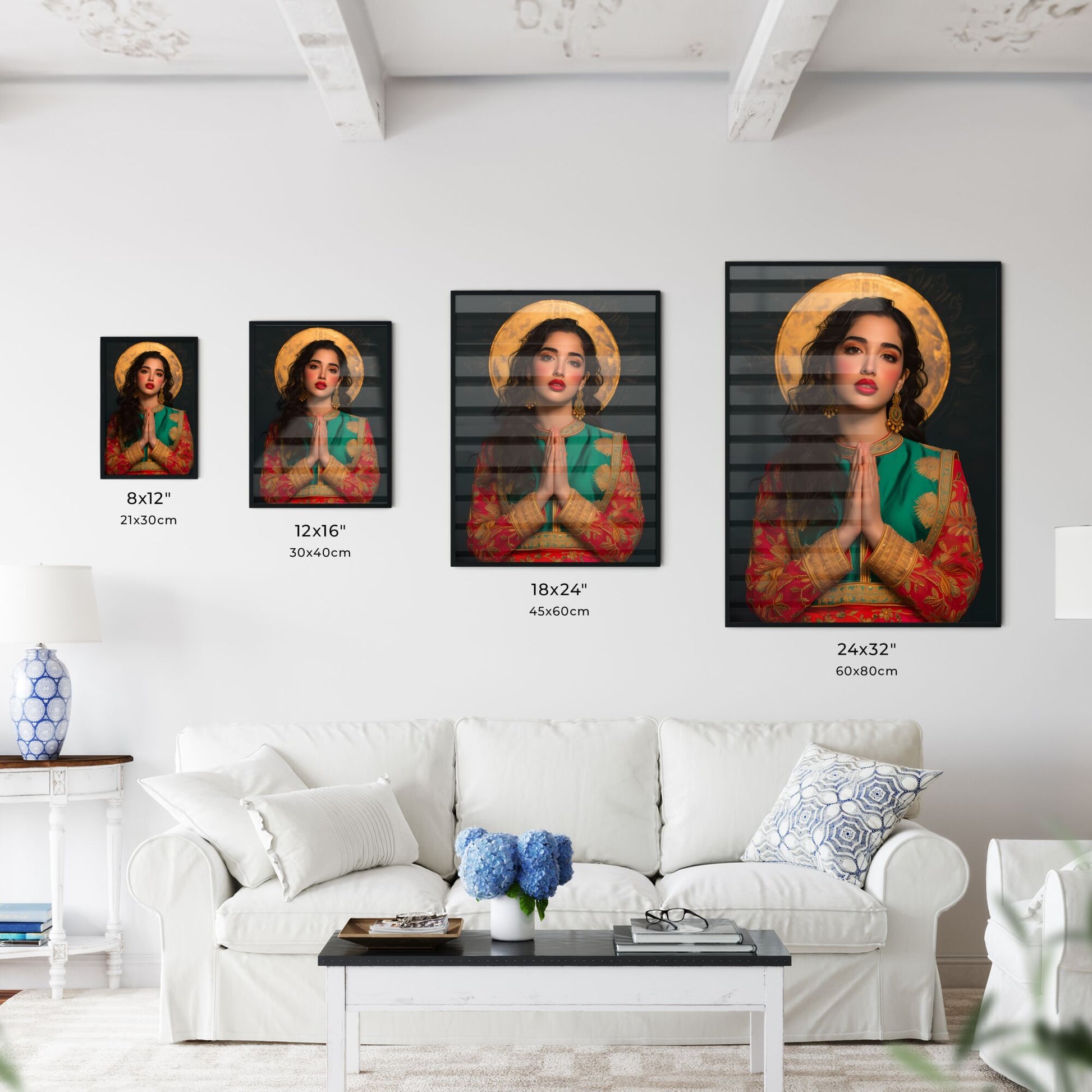 St. Brigid pray for us - Art print of a woman in a green and red dress with gold accents Default Title