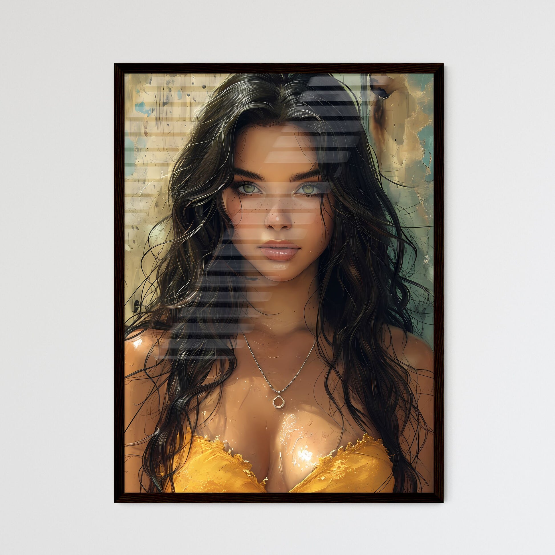 Amazing pin up girl illustration - Framed Art Print